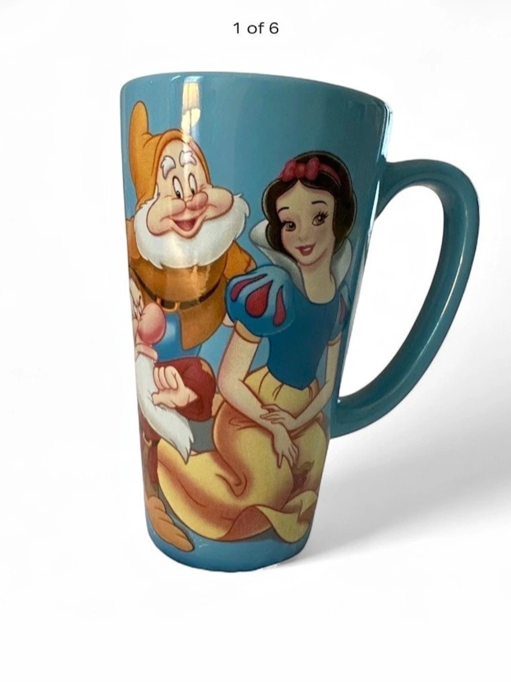 Disney Store Snow White and the Seven Dwarfs Tall Latte Mug Blue